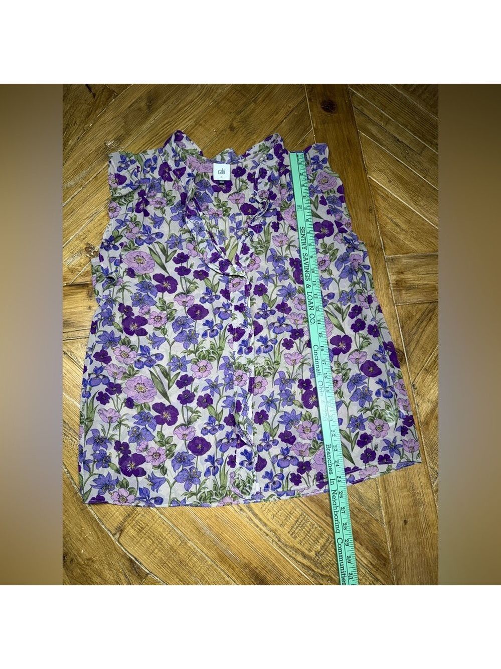 CAbi Purple Floral Sleeveless Trifle Top - Picture 6 of 9